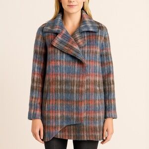 Sachin + Babi Fiction Plaid Wool Coat Women’s Size 4 Asymmetrical Hem Warm
